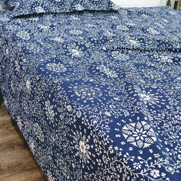 加厚棉麻老粗布床單單件青花瓷大炕單學生宿舍棉麻三件套亞麻帆布