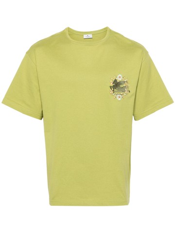 ETRO - Pegaso-motif cotton T-shirt - men - Polyester/Cotton - L - Green