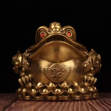 純銅元寶財字蟾招財進寶辦公室桌面裝飾家居風水如意元寶金蟾擺件