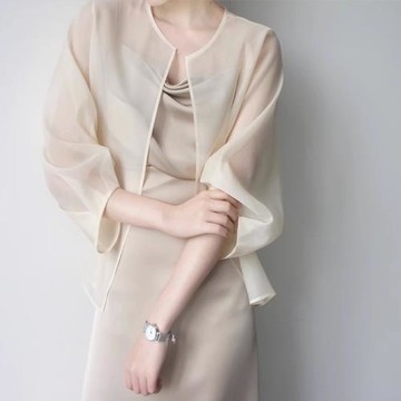 雪紡防曬開衫薄款女天絲襯衫帶連衣裙外搭罩衫夏季薄紗歐根紗上衣