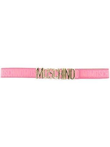 Moschino - logo-detail leather belt - women - Cotton/Calf Leather/Polyester - 38 - Pink