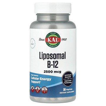 KAL, 脂質體 B-12，優效，2500 微克，30 粒素食膠囊