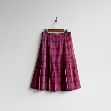 【蛋植物古著】慶典格紋毛料百褶古著裙