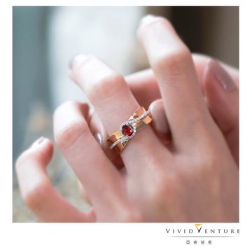 亞帝芬奇 0.25克拉 紅寶 鑽石 戒指 初心 18K金台