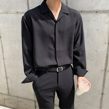 正韓簡約質感開領隱藏扣長袖襯衫 6色 YUPPIE 預購出清 0912