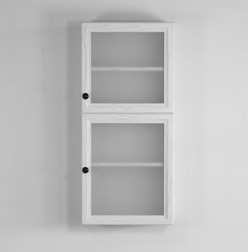 邊櫃 吊櫃 45*98*15cm 太空鋁墻壁櫃 壁掛櫃 玻璃門展示櫃 掛墻 浴室櫃 儲物櫃 收納櫃