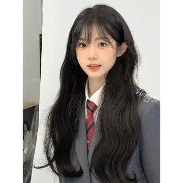 哼唧假發女長發大波浪長卷發lolita自然空氣劉海假發全頭套式假發