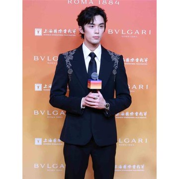 吳磊明星同款刺繡黑色西裝男重工亮片輕奢宴會演出設計感西服外套