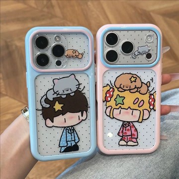 情侶款睡衣適用蘋果17PROMAX手機殼iPhone15Plus軟殼14小清新13趣味新品16pro大視窗12防摔保護殼