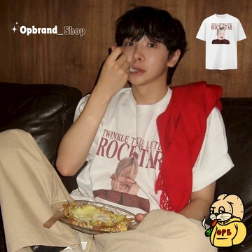 【OPB】 ROCKSTAR 寶寶插畫短踢 復古風格 寬鬆短T 潮流街頭短袖 男女款 復古風