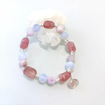 Ops Kunzite silver bracelet - 馬粉晶/紫鋰輝石/藍紋瑪瑙/純銀