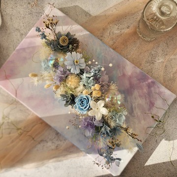 波光粼粼 永生花畫布 海洋配色 不凋花 永生花 乾燥花 開幕花禮