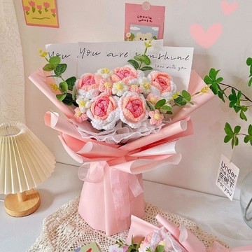 ❀【花中世界】❀毛線花束手工針織編織成品創意生日禮物教師節送女友媽媽老師畢業