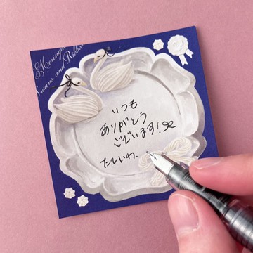 天鵝與緞帶造型蛋白霜餅乾便條紙