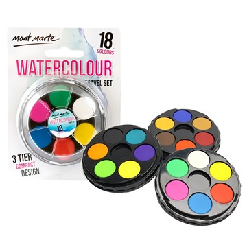 Mont Marte 蒙瑪特 水彩餅盤 便攜旅行套裝  18色