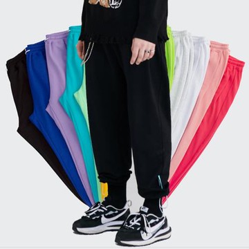 美式街頭原創潮牌春秋純色簡約寬松百搭直筒衛褲男女款束腳針織褲