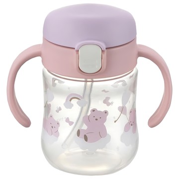 Richell 利其爾 TLI熊愛尼鴨嘴吸管水杯 200ml 5個月以上適用  Pink Bear  1個