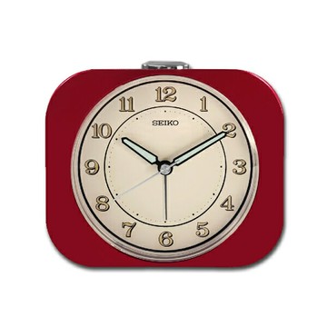 seiko SK037 精工鐘 (QHE195R) 方形復古數字鬧鈴夜光靜音鬧鐘 紅9.9*11.3cm｜樂天全館特惠中★指定刷卡回饋10%
