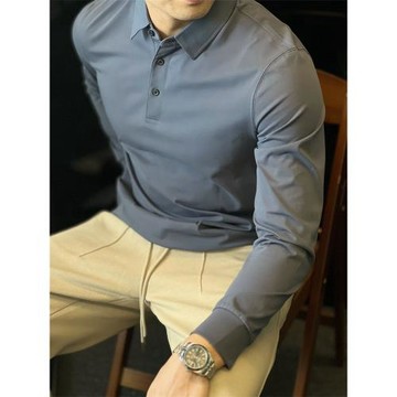 簡素Design260g索羅娜polo衫男長袖T恤休閑上衣免燙抗皺打底秋冬