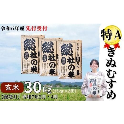 ふるさと納税 岡山県 総社市 特Aきぬむすめ30kg 定期便（15kg×2回）岡山県総社市産〔令和7年2月・4月配送〕24-030-015