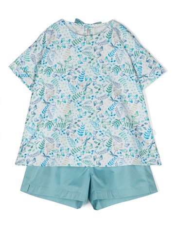 Il Gufo - floral-print T-shirt and shorts set - kids - Cotton - 8 - Blue