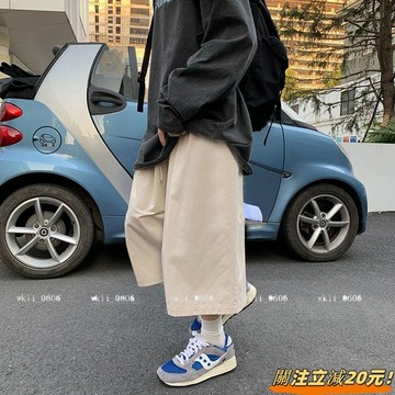 【遮胯顯瘦】港風ins工裝七分褲子男女日系高街寬鬆bf百搭休閒短褲七分短褲潮 VK3