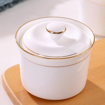 碗家用蒸雞蛋羹碗帶蓋碗小燉盅陶瓷創意金邊骨瓷魚翅燉湯燕窩盅罐