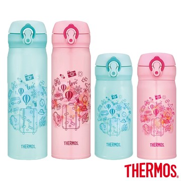 【THERMOS膳魔師】不鏽鋼輕量彈蓋真空保溫瓶500ml+350ml(JNL-502-T+JNL-352系列)(組合)