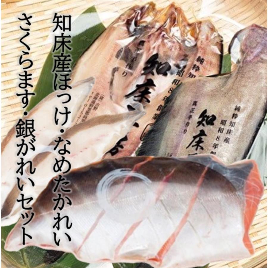 一夜干しセット 知床産 吊るし干し４選 ホッケ さくらます 銀がれい なめたかれい