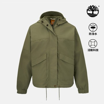 Timberland 女款灰綠色寬版防潑水外套|A42AF590