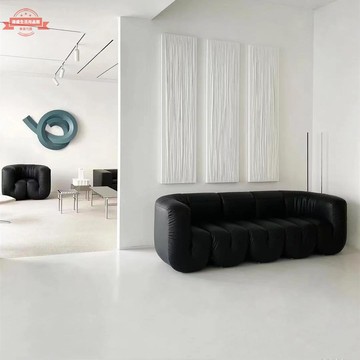 北歐中古DS707拳頭U型模塊沙發意大利設計師民宿復古黑色皮藝沙發