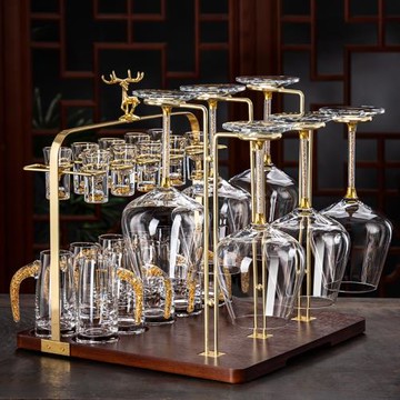 奢華紅酒杯套裝家用聚餐白酒杯分酒壺醒酒器高級感一套倒掛一體架