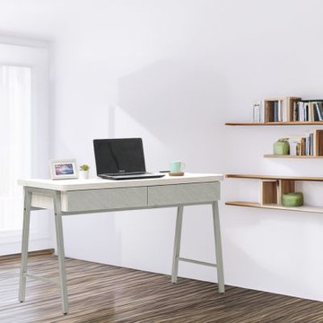 文創集 古爵3.8色二抽書桌(內置安全開關插座) -113x60x76cm免組