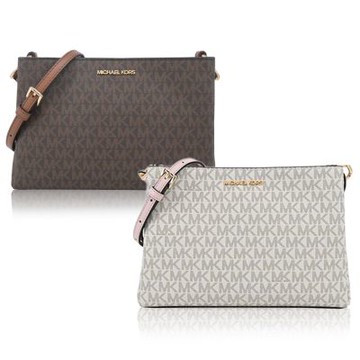 MICHAEL KORS TRISHA金字LOGO滿版三層斜背包(多色選)