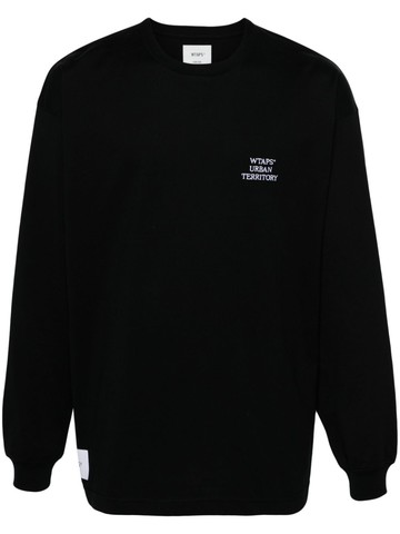 WTAPS - logo-embroidered long-sleeve T-shirt - men - Cotton - 1 - Black