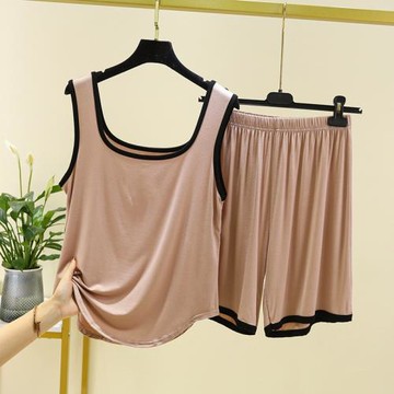 背心短褲套裝女新款運動莫代爾薄夏款睡衣打底居家冰絲吊帶家居服