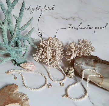 字母吊墜項鍊，100% 真淡水珍珠 | Minimal 項鍊，真珍珠特殊訂單禮物