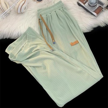 冰絲褲子男夏季薄款垂感闊腿直筒休閑長褲寬松美式高街運動褲潮牌