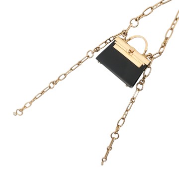 HERMES 愛馬仕 18K玫瑰金 黑色琺瑯 鑽石 Precieux Kelly Long 項鍊 223220B 00 【二手名牌BRAND OFF】