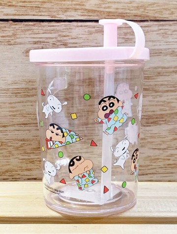 【震撼精品百貨】蠟筆小新_Crayon Shin-chan~蠟筆小新塑膠吸管杯-粉*26177