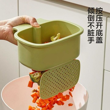 按壓式水槽掛籃 一鍵傾倒殘渣 細密濾網防堵塞 廚房水龍頭瀝水架 免髒手 台灣出貨