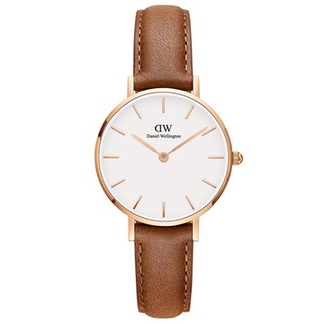 【Daniel Wellington】Petite Durham 28mm淺棕色真皮皮革錶(DW00100228)