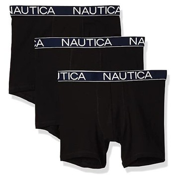 NAUTICA  2023男時尚透氣黑色四角修飾內著3件組