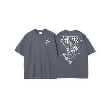 后背印花國潮美式短袖t恤男生青少年痞帥夏季重磅純棉高級感上衣