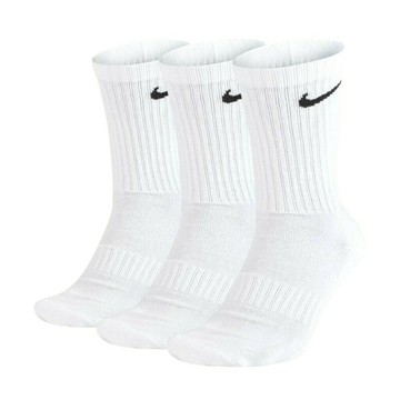 NIKE 長襪 EVERYDAY CUSHION 白 黑勾 毛巾底 三雙一組 高筒襪 SX7664-100