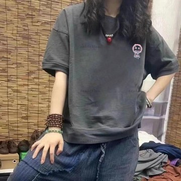 優質短袖 新款夏潮ins小衆甜美短袖 寬鬆上衣 設計感上衣 大碼女裝 學生BF風棉韓版女 女生短袖 韓版t恤 棉質上衣