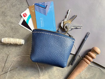 梯形拉錬零錢包 好好縫 皮革材料包 DIY 免費刻名 手工包 散紙包