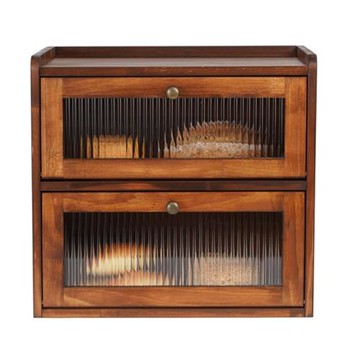 面包盒實木雙層松木廚房面包儲藏箱翻蓋式木質糕點甜品收納餐具盒