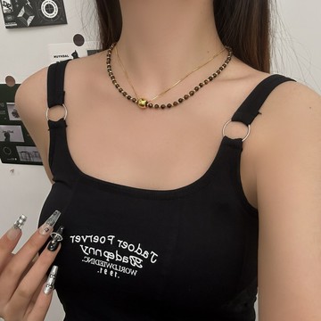 【台灣公司 可打統編】免運 美拉德虎眼石串珠疊戴項鏈女新中式小眾高級毛衣衛衣鏈鎖骨鏈頸鏈 可開發票 全館五折 工廠現貨直銷 新品特價 z9211