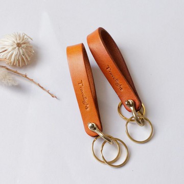 數量限定 植鞣革鑰匙圈 黃銅 黑